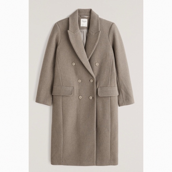 Abercrombie & Fitch Jackets & Blazers - Abercrombie & Fitch / Double-Breasted Wool-Blend Dad Coat in Brown